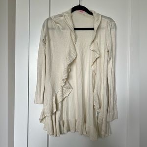 Lilly Pulitzer cream ruffle cotton cardigan. Size small